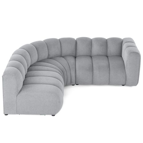 Debbie - Canapé Modulable D'angle Gauche 4 Places Avec Accoudoir En Tissu Texturé