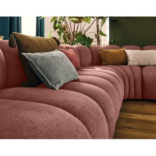 Debbie - Canapé Modulable D'angle Gauche 5 Places En Tissu Texturé
