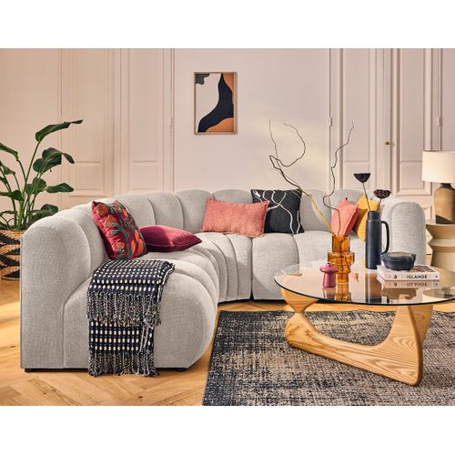 Debbie - Canapé Modulable D'angle Gauche 4 Places Avec Accoudoir En Tissu Texturé