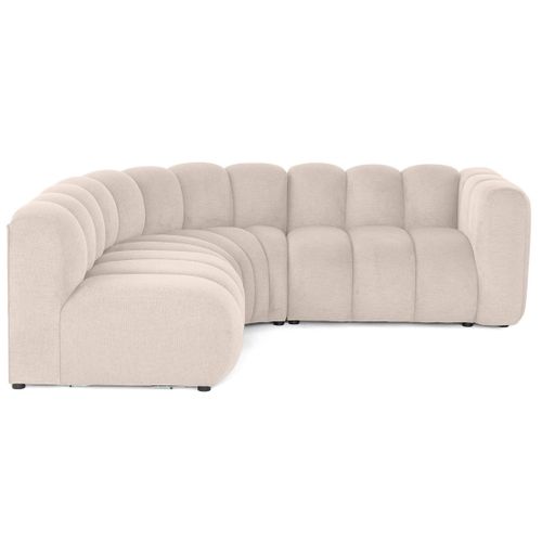 Debbie - Canapé Modulable D'angle Gauche 4 Places Avec Accoudoir En Tissu Texturé