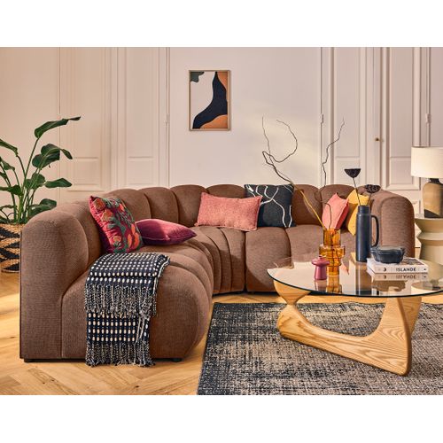 Debbie - Canapé Modulable D'angle Gauche 4 Places Avec Accoudoir En Tissu Texturé