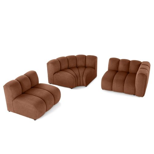 Debbie - Canapé Modulable D'angle Gauche 4 Places Avec Accoudoir En Tissu Texturé