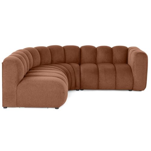 Debbie - Canapé Modulable D'angle Gauche 4 Places Avec Accoudoir En Tissu Texturé