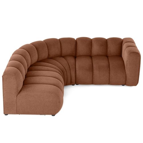 Debbie - Canapé Modulable D'angle Gauche 4 Places Avec Accoudoir En Tissu Texturé