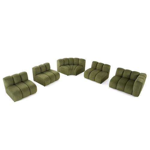 Debbie - Canapé Modulable D'angle Gauche 5 Places En Tissu Texturé