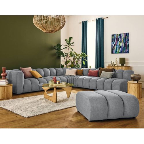 Debbie - Canapé Modulable D'angle Droit 5 Places En Tissu Texturé