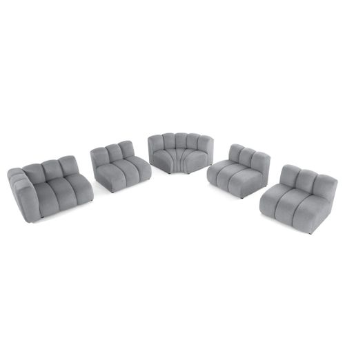 Debbie - Canapé Modulable D'angle Droit 5 Places En Tissu Texturé