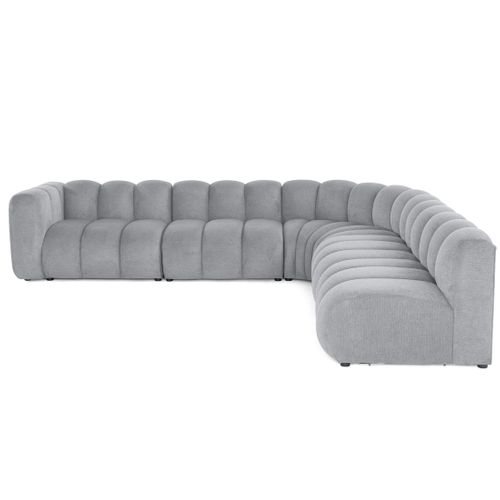 Debbie - Canapé Modulable D'angle Droit 5 Places En Tissu Texturé