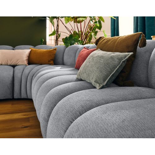 Debbie - Canapé Modulable D'angle Droit 5 Places En Tissu Texturé