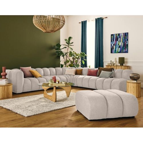 Debbie - Canapé Modulable D'angle Droit 5 Places En Tissu Texturé