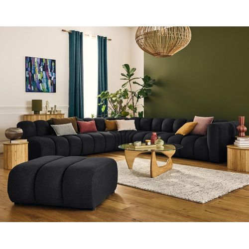 Debbie - Canapé Modulable D'angle Gauche 5 Places En Tissu Texturé