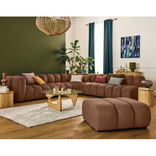 Debbie - Canapé Modulable D'angle Droit 5 Places En Tissu Texturé