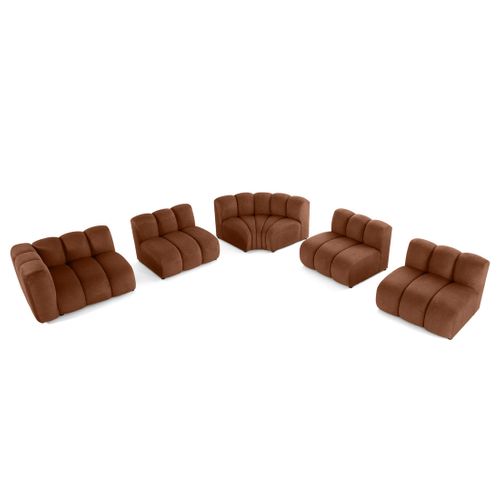 Debbie - Canapé Modulable D'angle Droit 5 Places En Tissu Texturé