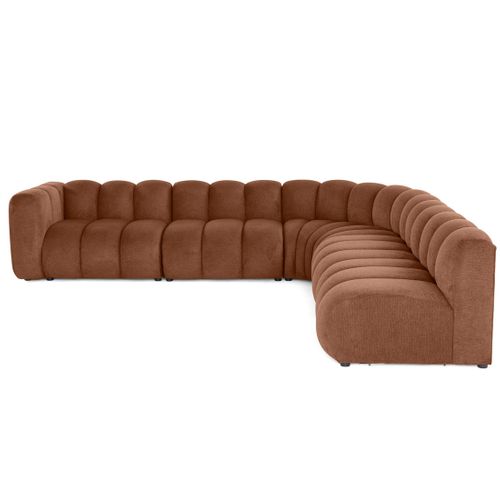 Debbie - Canapé Modulable D'angle Droit 5 Places En Tissu Texturé