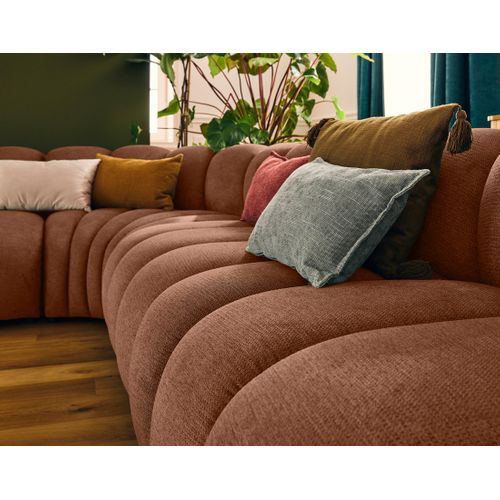 Debbie - Canapé Modulable D'angle Droit 5 Places En Tissu Texturé