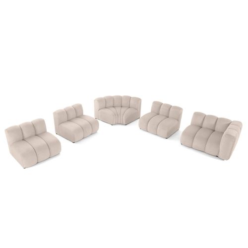 Debbie - Canapé Modulable D'angle Gauche 5 Places En Tissu Texturé