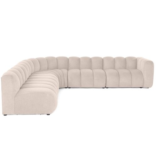 Debbie - Canapé Modulable D'angle Gauche 5 Places En Tissu Texturé