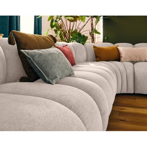 Debbie - Canapé Modulable D'angle Gauche 5 Places En Tissu Texturé