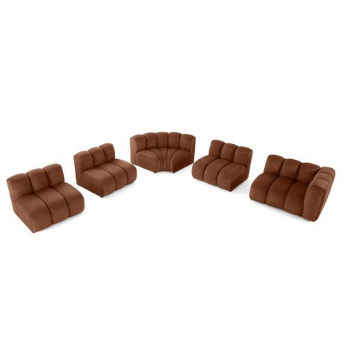 Debbie - Canapé Modulable D'angle Gauche 5 Places En Tissu Texturé