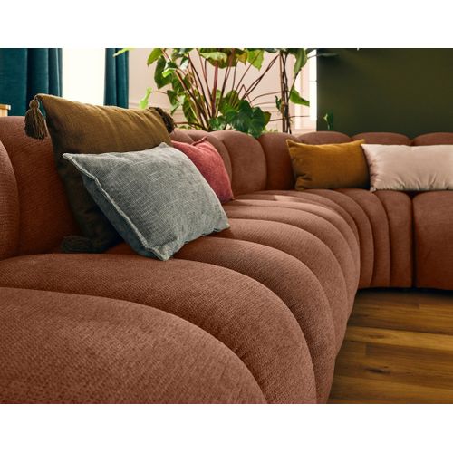 Debbie - Canapé Modulable D'angle Gauche 5 Places En Tissu Texturé