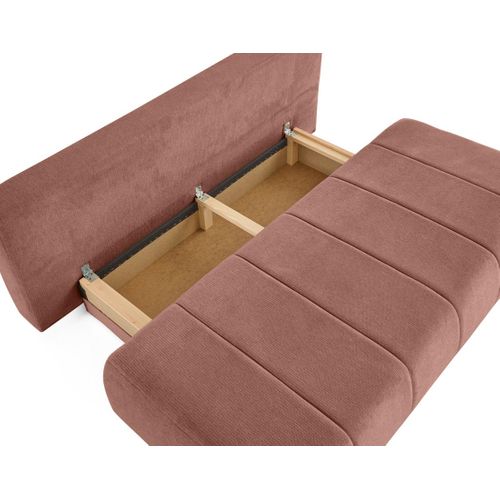 Canapé Droit Convertible 3 Places Harper En Tissu Texturé Rose