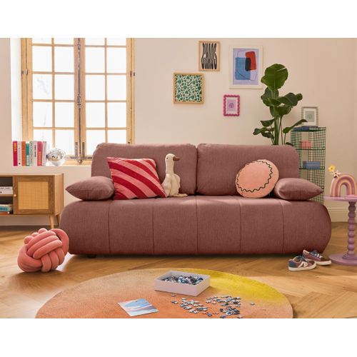 Canapé Droit Convertible 3 Places Harper En Tissu Texturé Rose