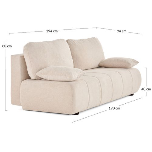 Canapé Droit Convertible 3 Places Harper En Tissu Texturé Rose