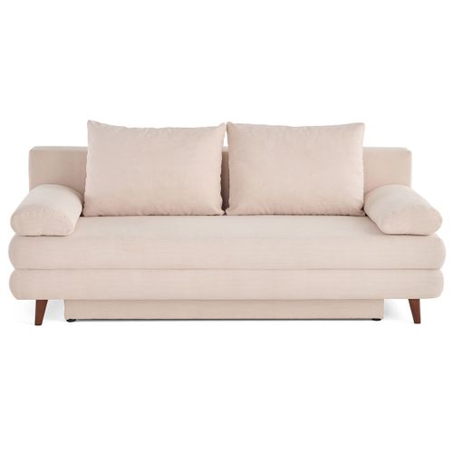 Canapé Droit Convertible 3 Places Wonder En Velours Côtelé Beige