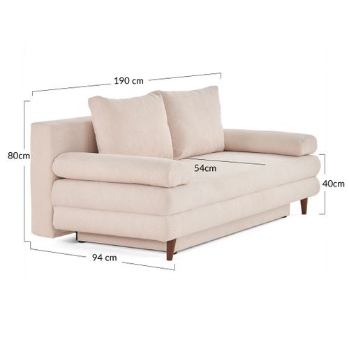 Canapé Droit Convertible 3 Places Wonder En Velours Côtelé Beige