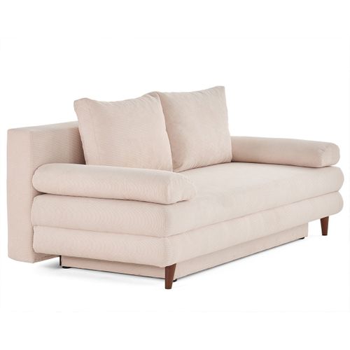 Canapé Droit Convertible 3 Places Wonder En Velours Côtelé Beige