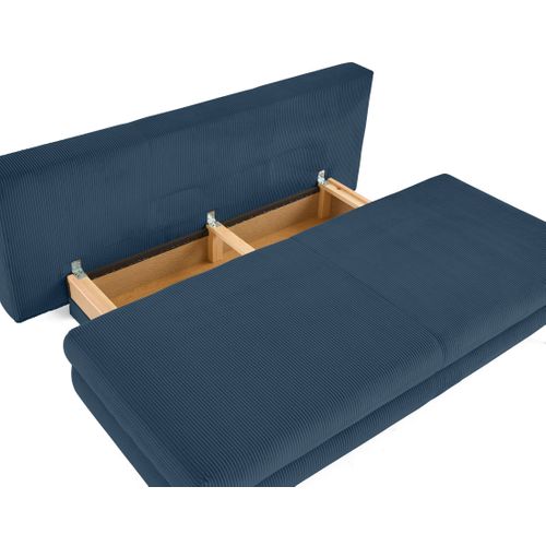 Canapé Droit Convertible 3 Places Elton En Velours Côtelé Bleu