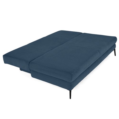 Canapé Droit Convertible 3 Places Elton En Velours Côtelé Bleu