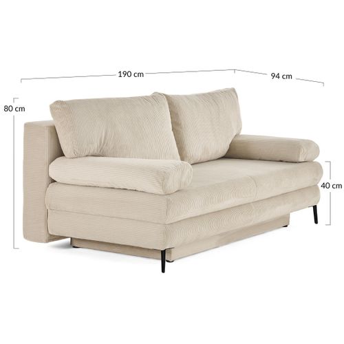 Canapé Droit Convertible 3 Places Elton En Velours Côtelé Bleu