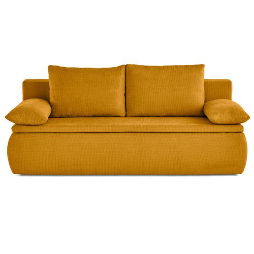 Canapé Droit Convertible 3 Places Kurt En Velours Texturé Jaune