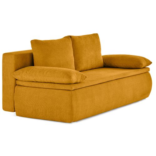 Canapé Droit Convertible 3 Places Kurt En Velours Texturé Jaune