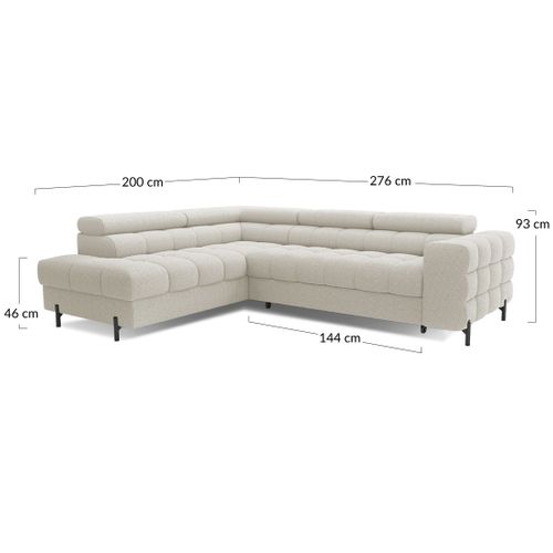 Canapé Angle Gauche Convertible 5 Places Elisa En Tissu Bouclette Taupe