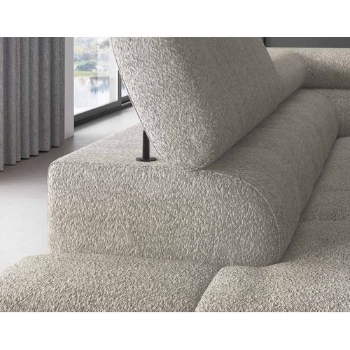 Canapé Angle Gauche Convertible 5 Places Elisa En Tissu Bouclette Taupe