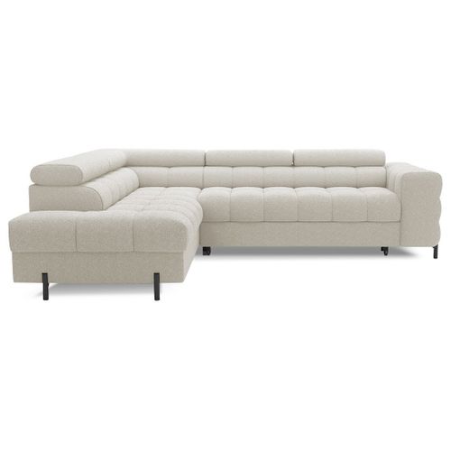 Canapé Angle Gauche Convertible 5 Places Elisa En Tissu Bouclette Beige