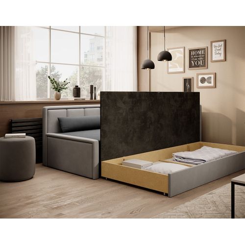 Canapé Droit Convertible 3 Places James En Velours Beige