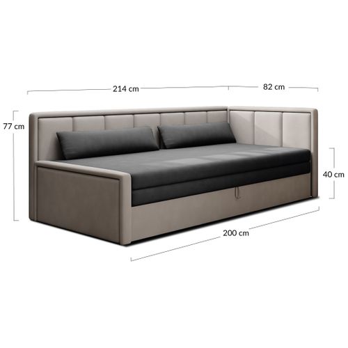 Canapé Droit Convertible 3 Places James En Velours Beige