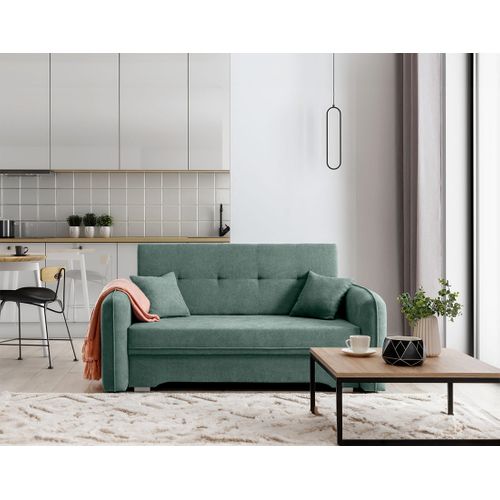 Canapé Droit Convertible 3 Places Michelle En Velours Vert