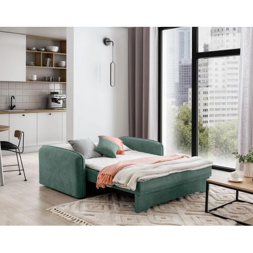 Canapé Droit Convertible 3 Places Michelle En Velours Vert