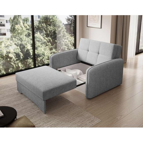 Michelle - Fauteuil Convertible Avec Coffre En Velours Gris Clair
