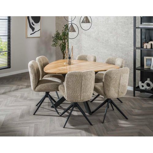 Makana - Table à Manger - Bois Massif D'acacia Et Métal - 6 Personnes