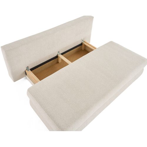 Canapé Droit Convertible 3 Places Nora En Tissu Texturé Beige
