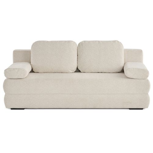 Canapé Droit Convertible 3 Places Nora En Tissu Texturé Beige