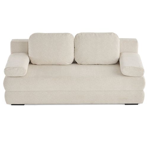 Canapé Droit Convertible 3 Places Nora En Tissu Texturé Beige