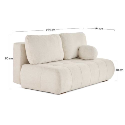 Canapé Droit Convertible 3 Places Bowie En Tissu Texturé Beige