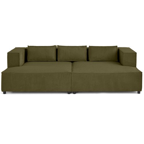 Stella - Canapé Droit 3 Places Avec Double Méridienne - Assise Profonde - En Velours Côtelé