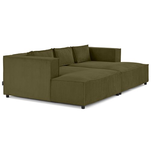 Stella - Canapé Droit 3 Places Avec Double Méridienne - Assise Profonde - En Velours Côtelé